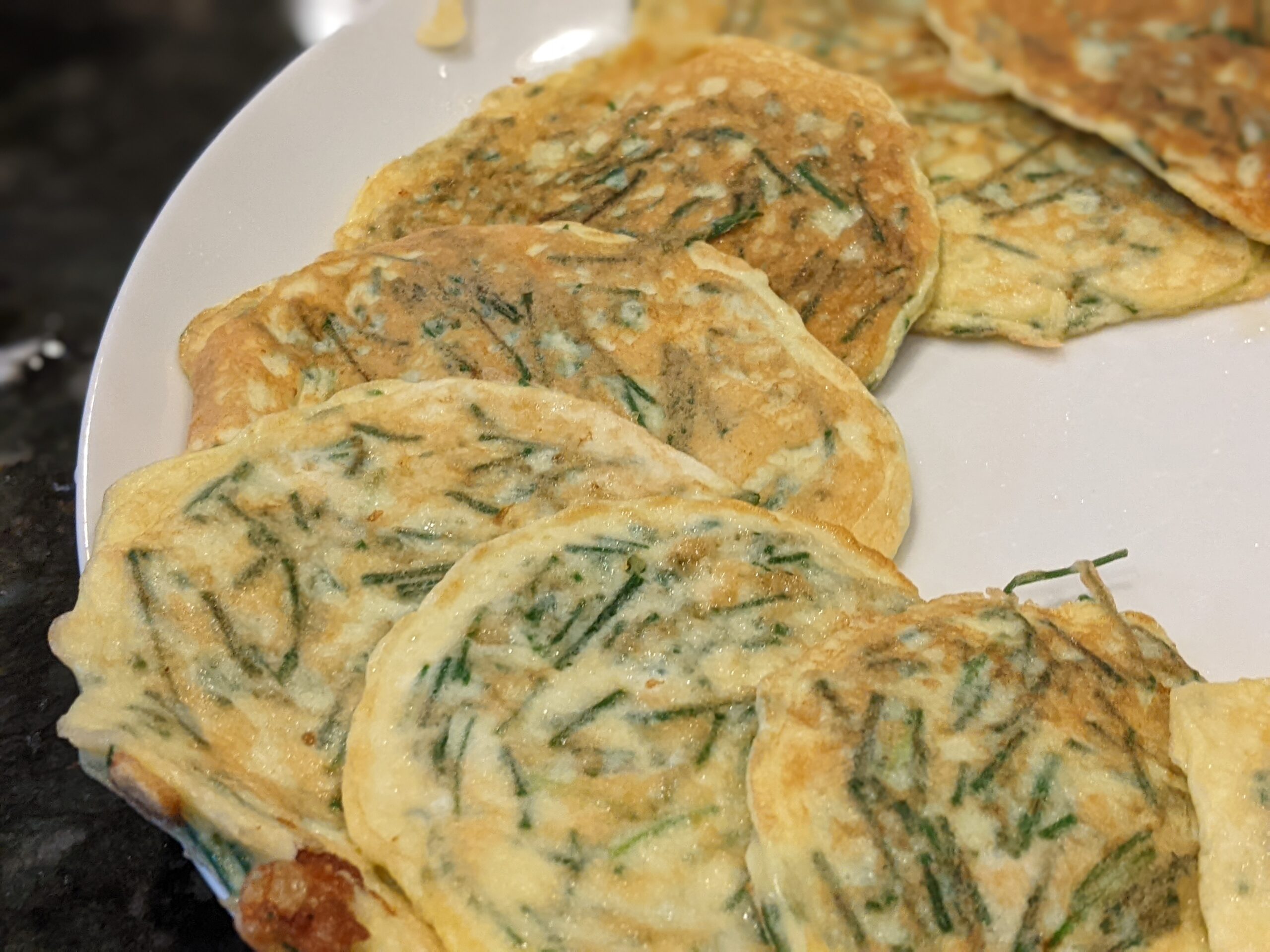 Chive pancakes